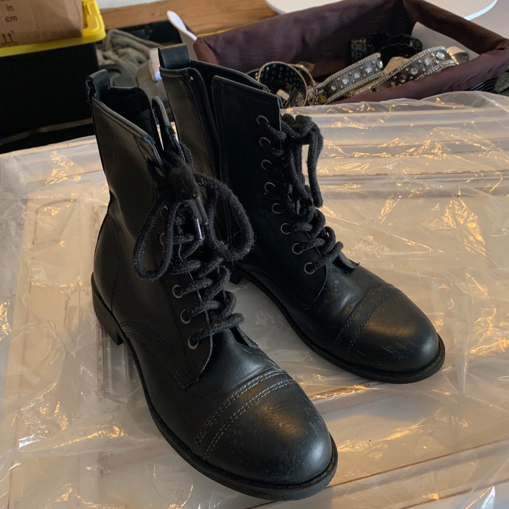 Black combat boots